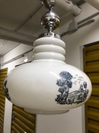 Antigua lámpara de techo cristal y metal