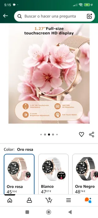 Reloj inteligente Smartwatch Oro Rosa