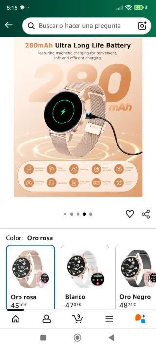 Reloj inteligente Smartwatch Oro Rosa