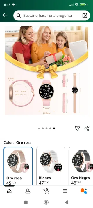 Reloj inteligente Smartwatch Oro Rosa