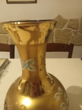 Vaso Murano Tre Fuochi Blu Oro