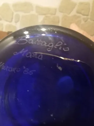 Vaso Murano Tre Fuochi Blu Oro