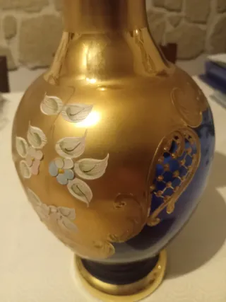 Vaso Murano Tre Fuochi Blu Oro