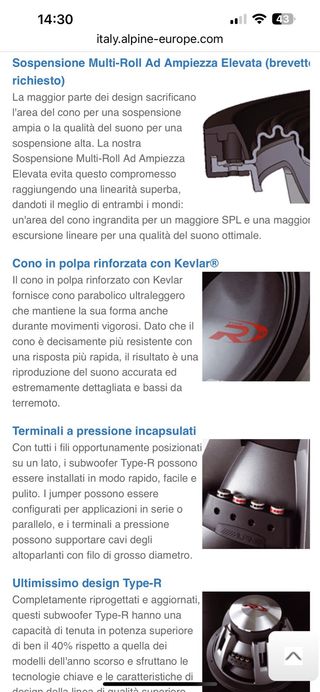 Subwoofer Alpine Type R 1522D