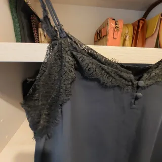 Top Mango Negro Encaje Talla L