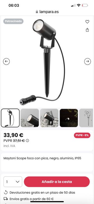 Lámpara de jardín Maytoni Negra