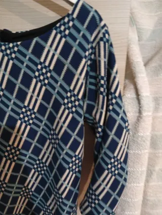 Vestito fantasia quadri blu e bianco