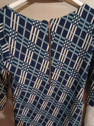 Vestito fantasia quadri blu e bianco