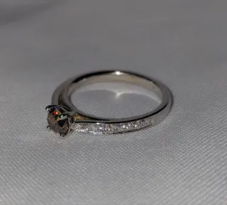 Anillo Oro Blanco 14k Diamante Fancy Marrón