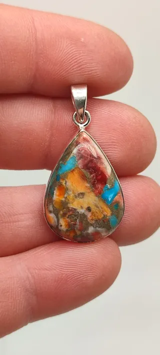 Colgante de Plata y turquesa ostra.