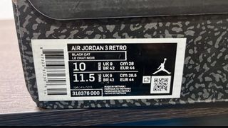 Jordan 3 Black Cement 44 NUOVE con scatola