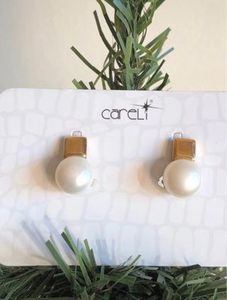 Pendientes perla cierre pinza Careli