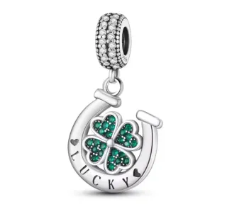 Charm Pandora Herradura Trébol Suerte Plata