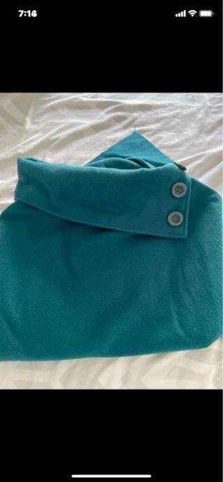 Poncho Teal Cuello Alto Botones Talla Única