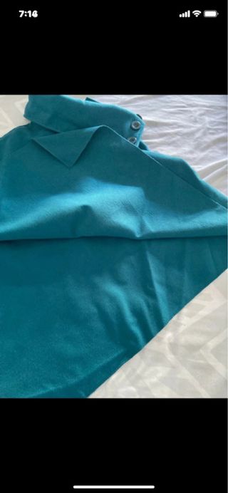 Poncho Teal Cuello Alto Botones Talla Única