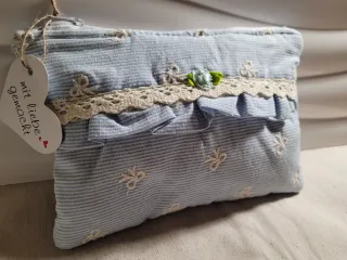 Pochette Shabby Chic Blu/Beige