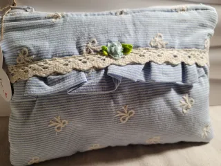 Pochette Shabby Chic Blu/Beige