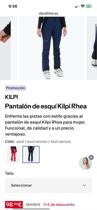 Pantalón esquí mujer 34 KILPI sin estrenar