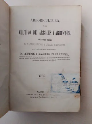 Arboricultura - libro antiguo -  año 1864