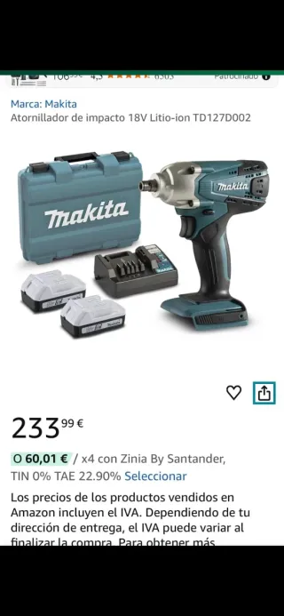 Atornillador Makita TD127DWE 18V 140Nm