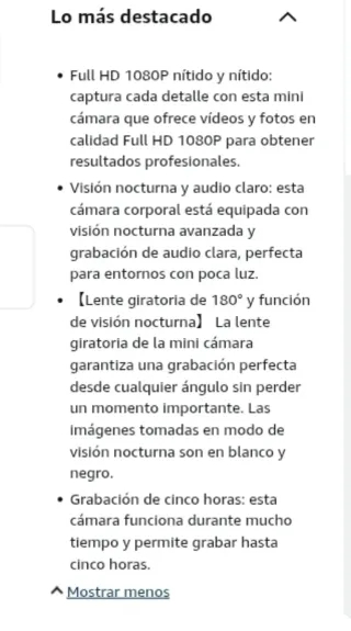 Mini cámara espía con pinza