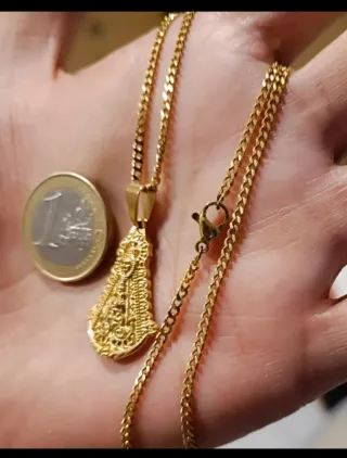 28x18mm COLGANTE VIRGEN DEL ROCIO+CADENA DE ACERO