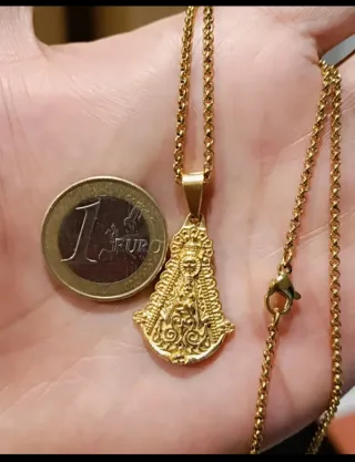 28x18mm COLGANTE VIRGEN DEL ROCIO+CADENA DE ACERO