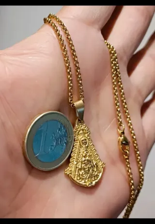 28x18mm COLGANTE VIRGEN DEL ROCIO+CADENA DE ACERO