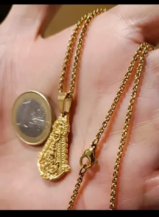 28x18mm COLGANTE VIRGEN DEL ROCIO+CADENA DE ACERO