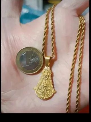 28x18mm COLGANTE VIRGEN DEL ROCIO+CADENA DE ACERO