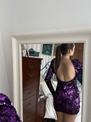 Vestido lentejuelas morado fiesta