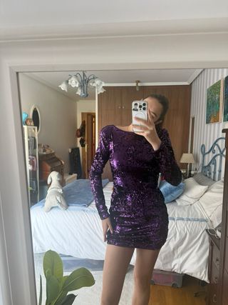 Vestido lentejuelas morado fiesta