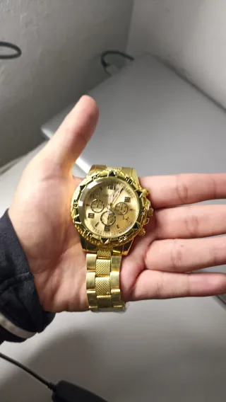 Oferta- Reloj dorado con correa plegable hombre