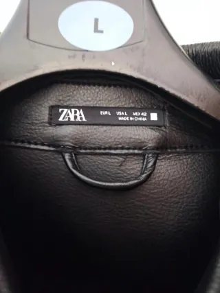 Chaqueta Biker Zara Cuero Sintético Negra Talla L