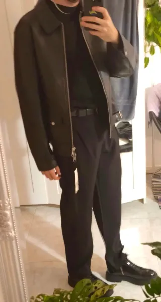 Chaqueta Biker Zara Cuero Sintético Negra Talla L