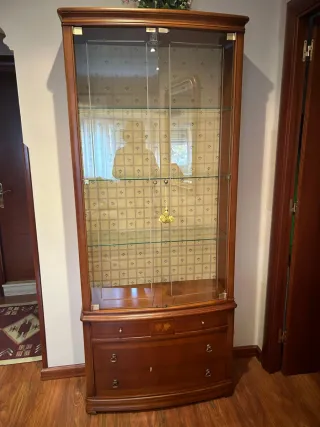 Vitrina de madera y cristal 85x30x199