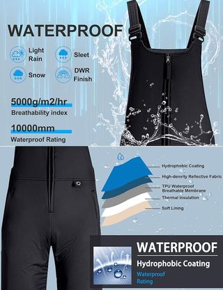 Pantalones de esquí de invierno GEMYSE para mujer con tirantes ajustables