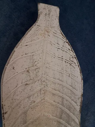 Centro de mesa hoja madera blanco envejecido,