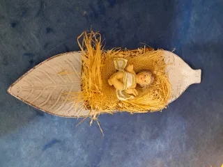 Centro de mesa hoja madera blanco envejecido,