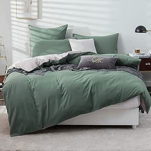 Funda Nórdica cama de 140 x 200 cm, color verde topo, suave y acogedor, de microfibra