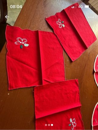 Tovaglietta Natale Ricamata Rosso Oro