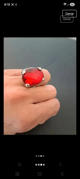 Anillo Plata Piedra Roja