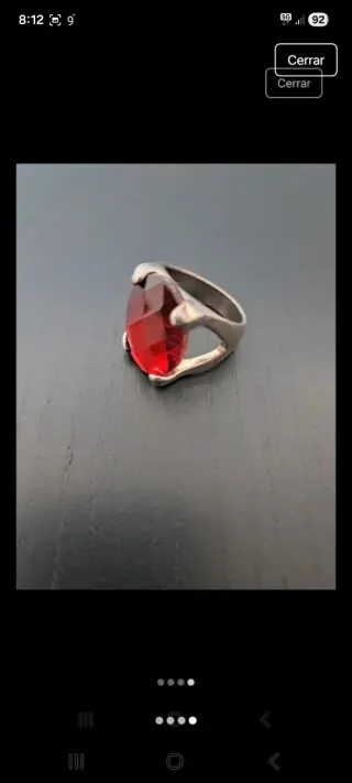 Anillo Plata Piedra Roja