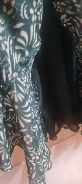 Vestido camisero Zara verde estampado T.M