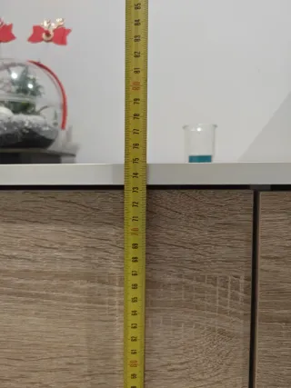 Muebles recibidor en blanco y roble con espejo