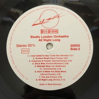 The Studio London Orchestra All Night Long LP 12"