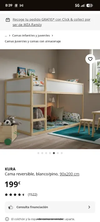 Cama infantil KURA reversible IKEA