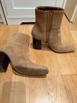 Botines serraje tacón marrón talla 36 tacón 7.5cm