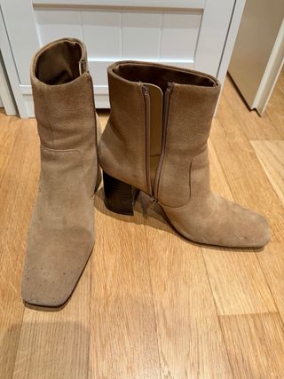 Botines serraje tacón marrón talla 36 tacón 7.5cm