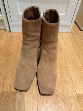 Botines serraje tacón marrón talla 36 tacón 7.5cm